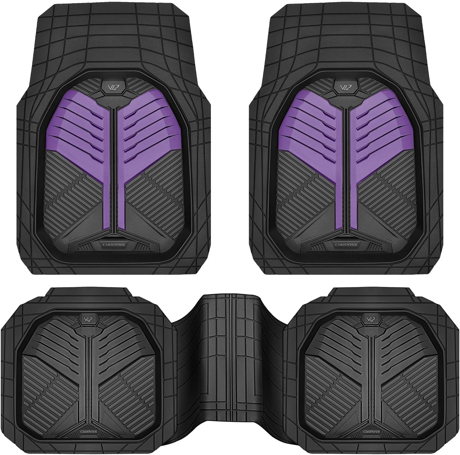 Universal Car Mat Set- Black and Purple