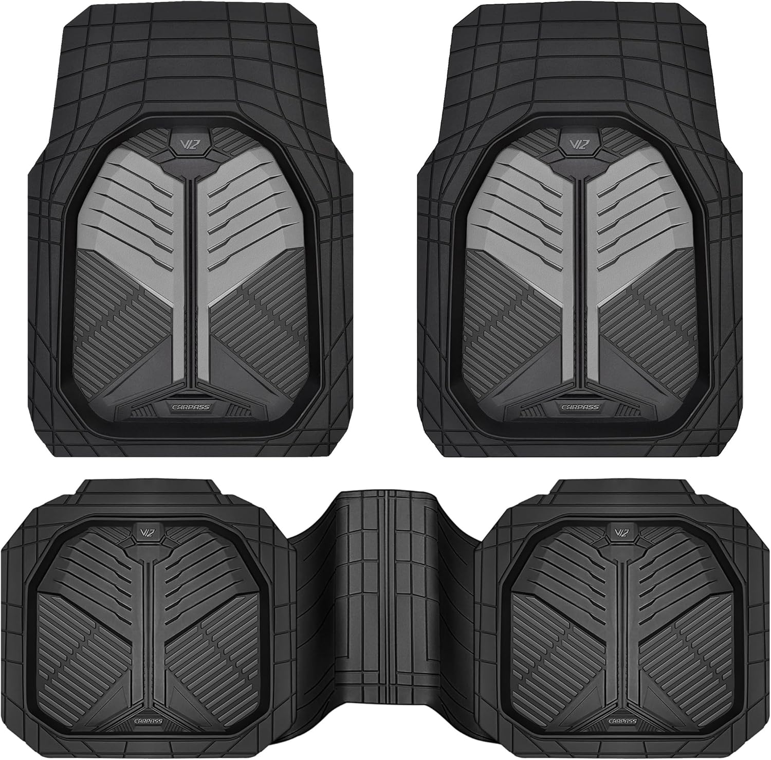 Universal Car Mat Set- Black and Metallic Gray
