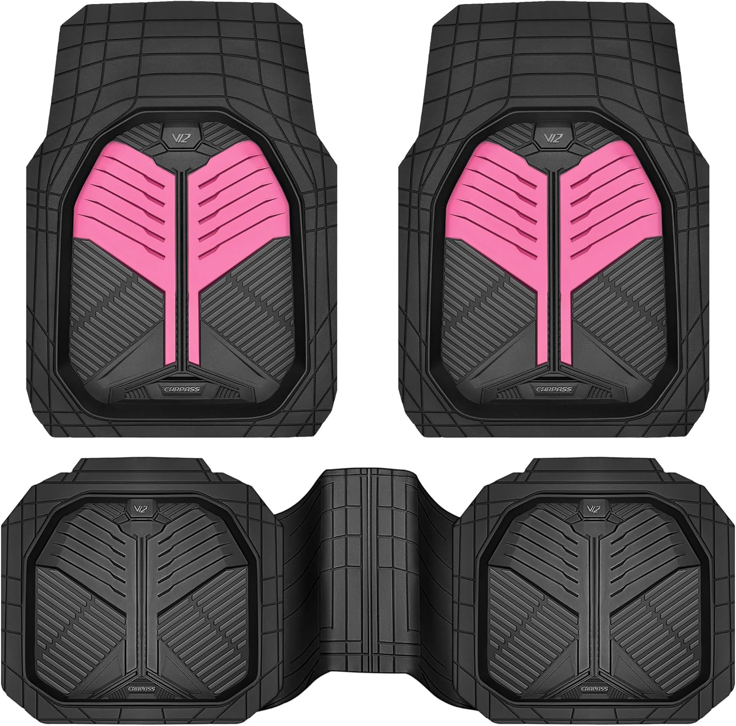 Universal Car Mat Set- Black and Pink
