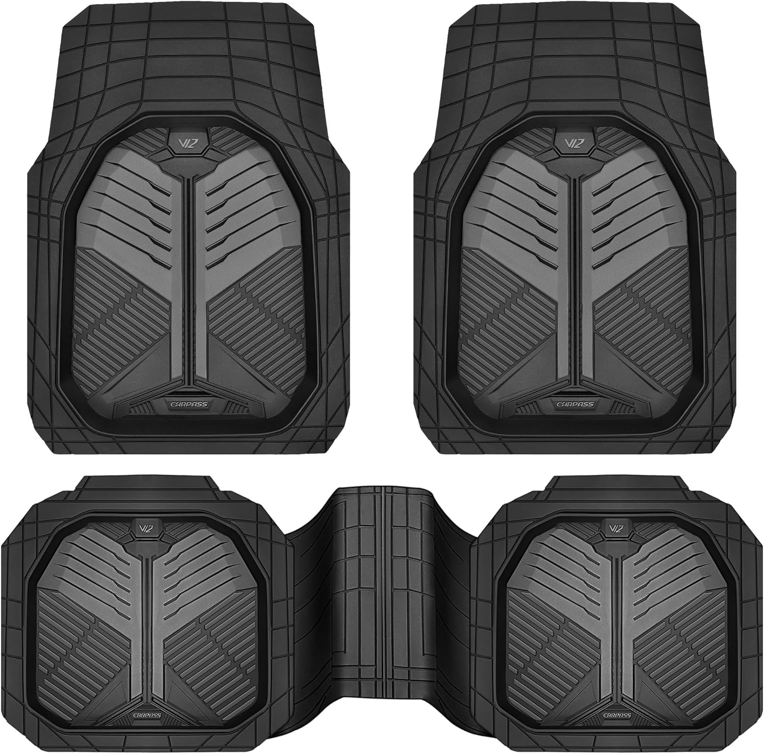 Universal Car Mat Set- Black and Charocal