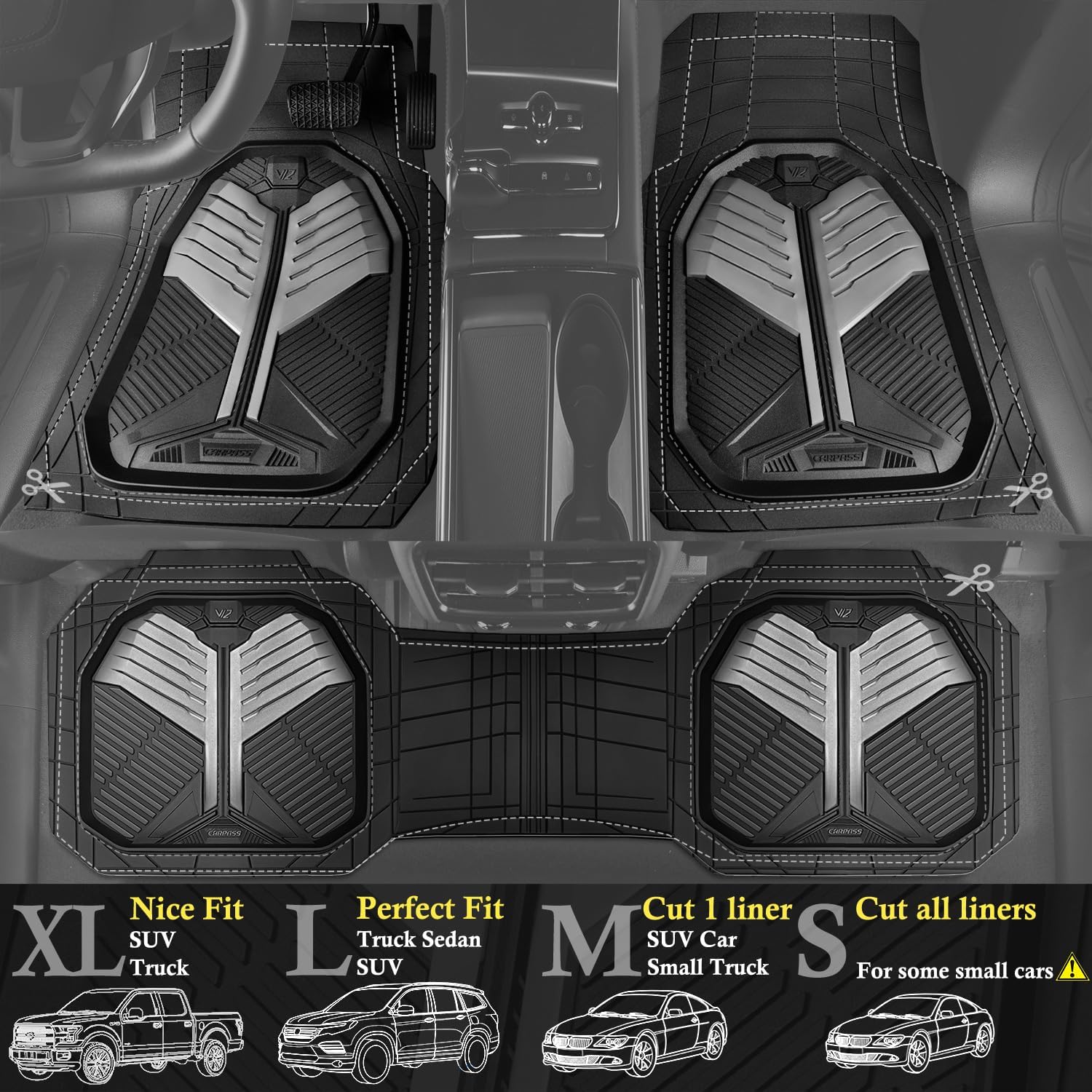 Universal Car Mat Set-Black and Gray