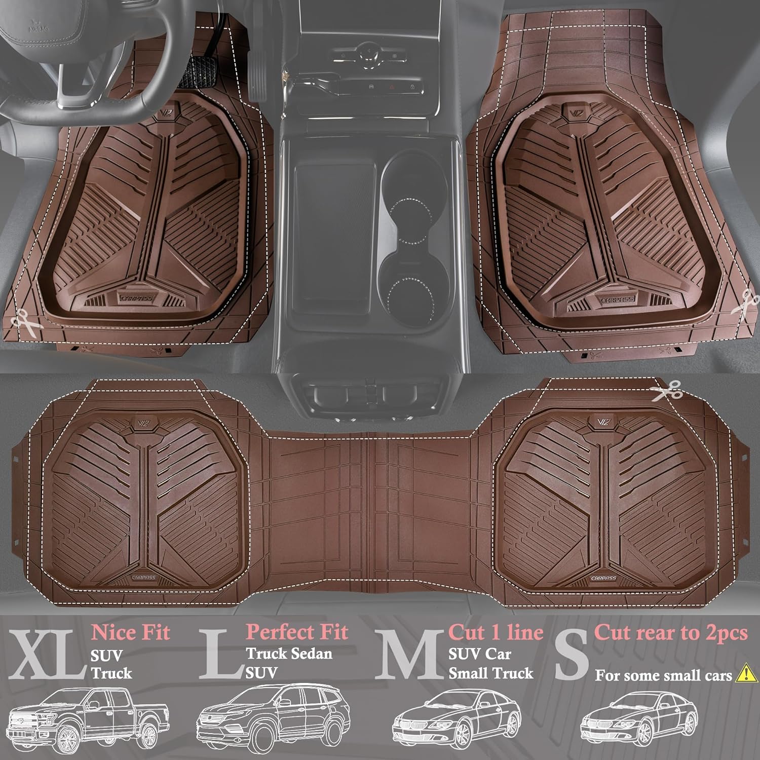 Universal Car Mat Set- Brown