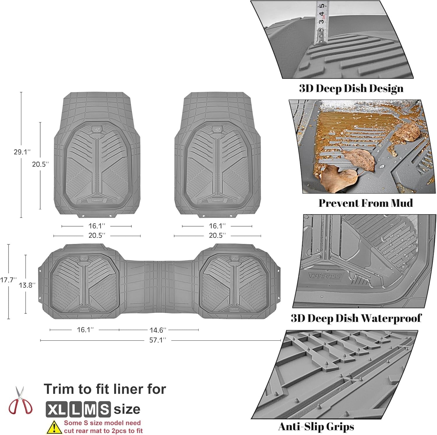 Universal Car Mat Set- Silver