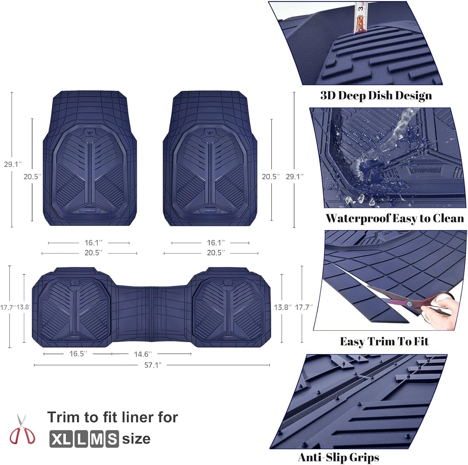Universal Car Mat Set- Blue