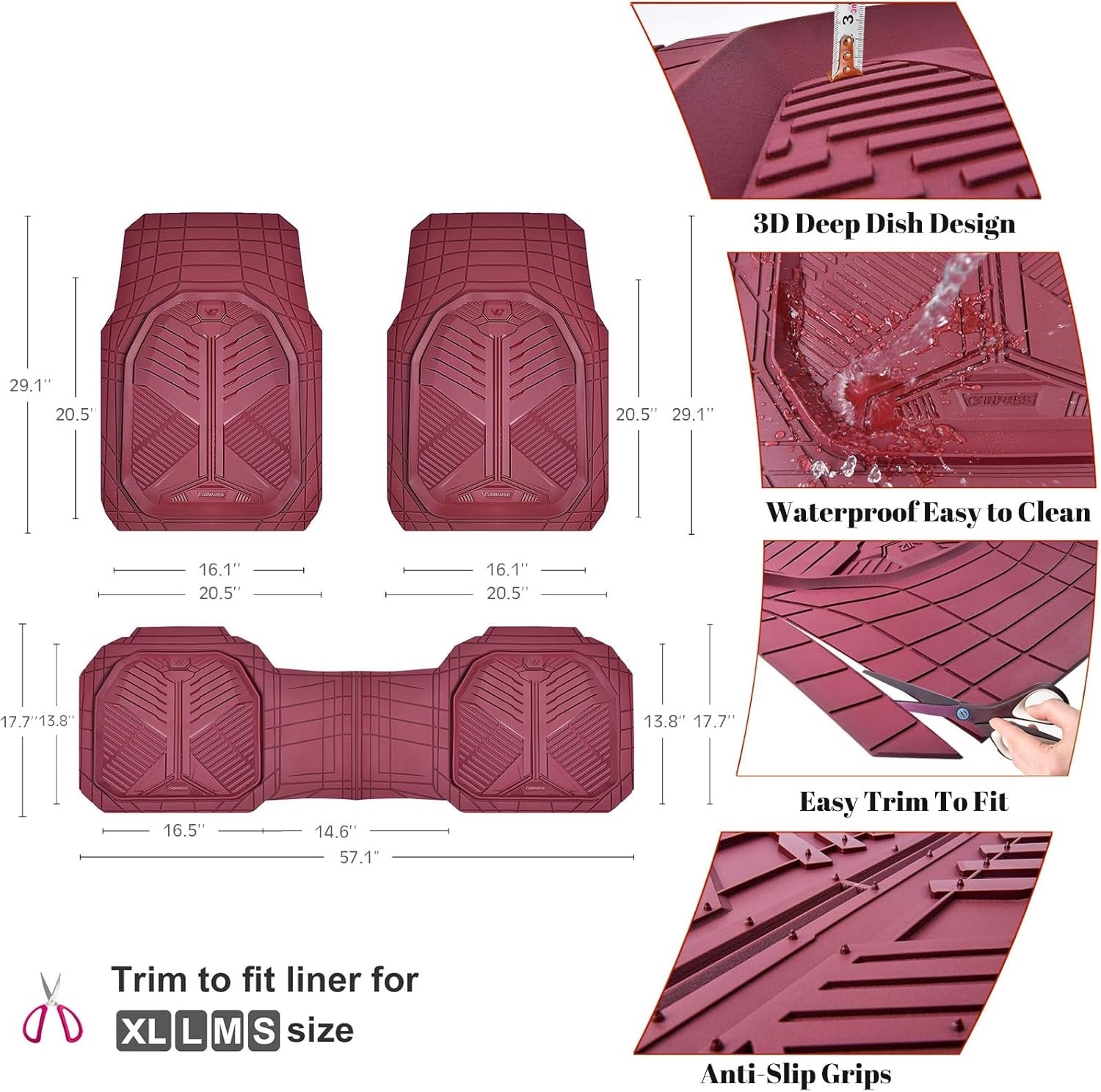 Universal Car Mat Set- Red