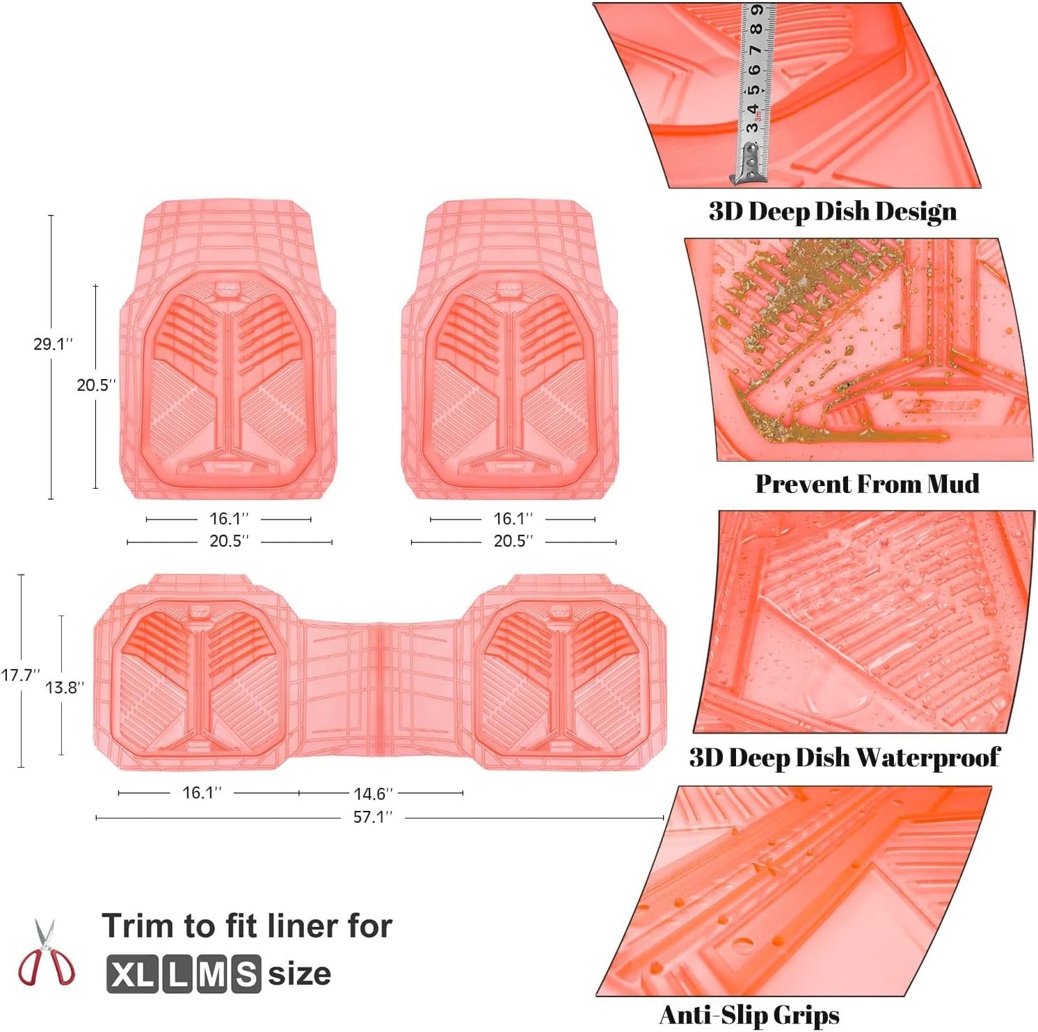 Universal Car Mat Set- Pink